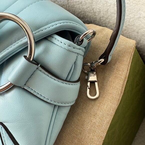 Gucci baby Blue Shoulder Horsebit Chain Small Leather Shoulder Bag - Picture 4 of 12
